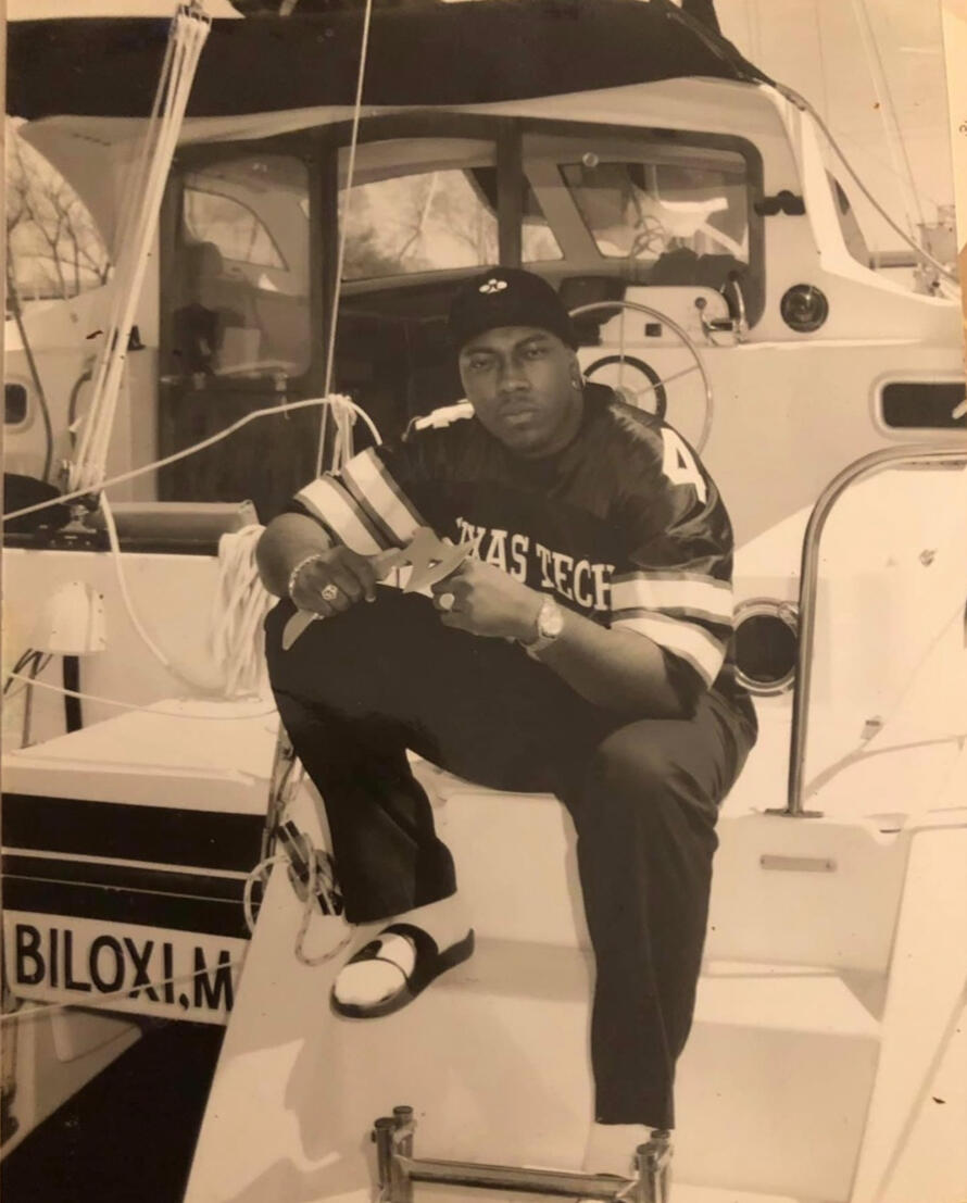 Early promotional photo of Byron Hyter, “Axeman,” during The Take Over era, Kemah, Texas.